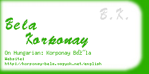 bela korponay business card